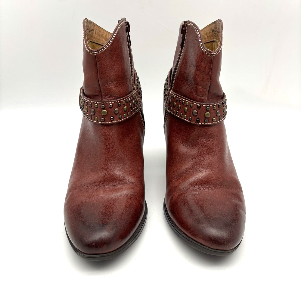 Sofft Brown Studded Leather Ankle Boots - Picture 2 of 16